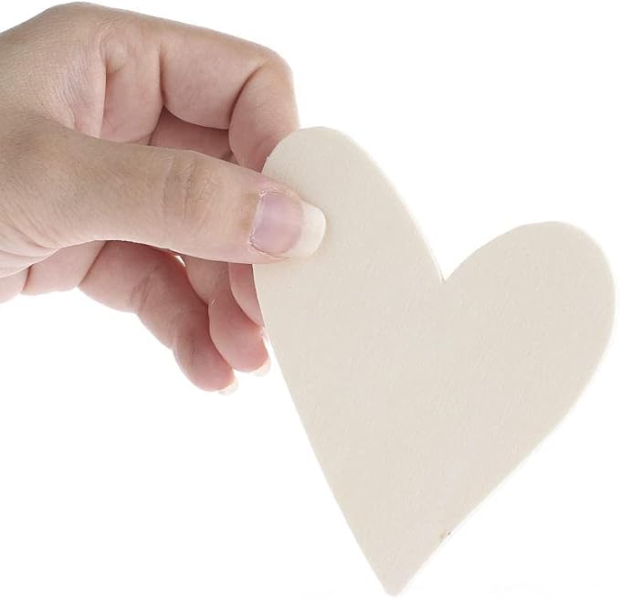 Pack of 24 Unfinished Wooden Heart Cutouts - Blank Wood Heart Shapes DIY Valentine's Day Sweetest Day Craft Projects Made in USA (Size: 4" H x 3-1/4" W) - Image 3
