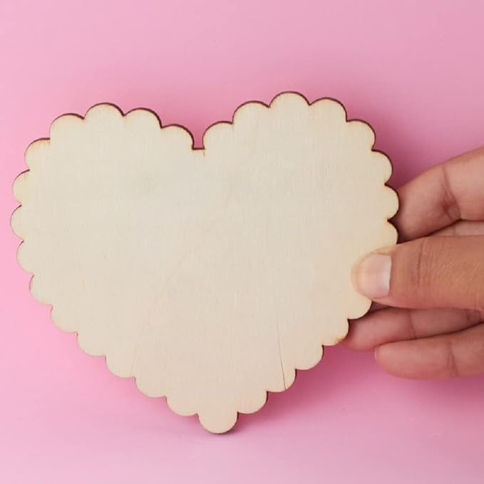 Pack of 24 Unfinished Wooden Scalloped Heart Cutouts - Blank Wood Heart Shapes DIY Valentine's Day Sweetest Day Craft Projects Made in USA (Size 4-1/4" H x 4-1/4" W) - Image 3