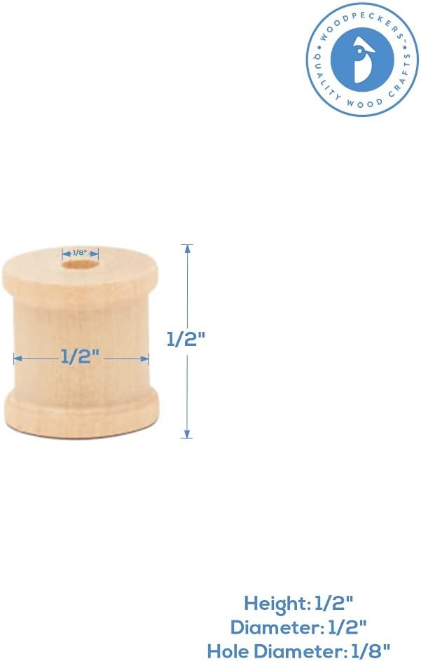 Wooden Spools 1/2 x 1/2 inch Pack of 500 Unfinished Mini Birch Wood Spools, Splinter-Free, for Crafts and Wood Jewelry by Woodpeckers - Image 2
