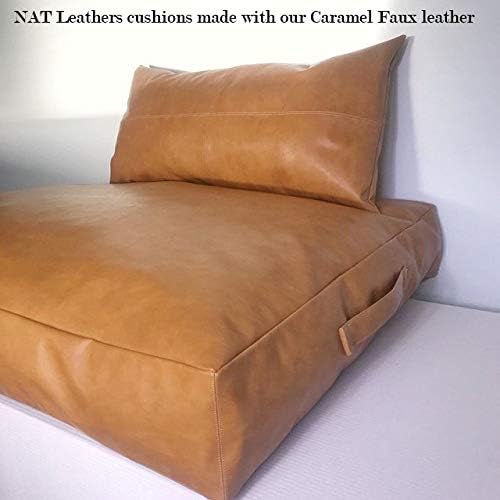 Caramel Light Tan Soft Faux Vegan PU Leather Sheet Fabric by the Yard Synthetic Pleather 0.9 mm Nappa 4 Yards (52 inch x 144 inch) Soft Upholstery (Caramel, 4 Yard (144"x54") - Image 6