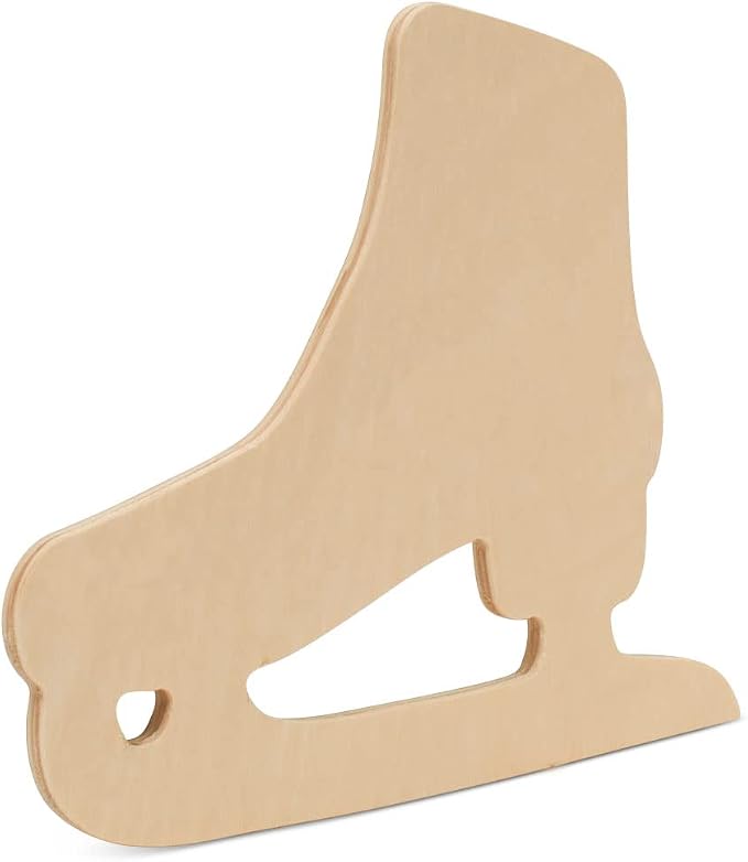 Wooden Ice Skate Cutout 12-inch x 10-inch, Pack of 3 Wood Pieces Unfinished, Wooden Crafts to Paint for DIY Art Display, by Woodpeckers - Image 2