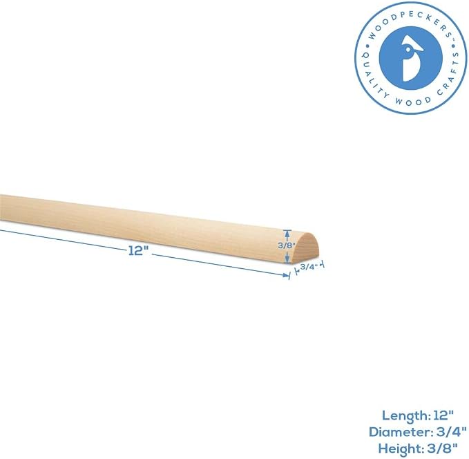 Split Wood Dowel Rods 12 Inch x 3/4 Inch Short Wooden Dowels, Pack of 100 Unfinished Fluted Molding Trim for DIY & Dowel Feature Wall, by Woodpeckers - Image 2
