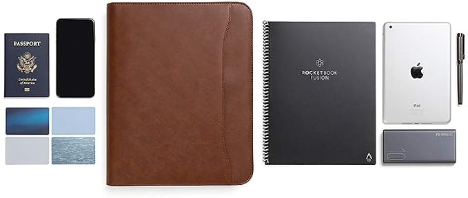 Forevermore Portfolio Binder, 1.5" Permanent 3-Ring, Vegan Leather, Brown - Image 7