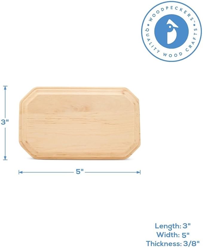 Wood Rectangle Plaque 5 inch, 4 Pcs Beveled Edge Clipped Corner Unfinished Wooden Plaque Wood Plank Craft Blanks by Woodpeckers - Image 4