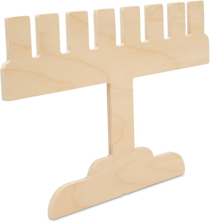 Wooden Menorah Cutout 7-3/16-inch x 12-inch, Modern Shape, Pack of 1 Unfinished Wood Cutouts for Hanukkah Decorations and Crafts, by Woodpeckers - Image 2
