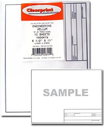 Clearprint Vellum Sheets with Engineer Title Block, 8.5x11 Inches, 16 lb., 60 GSM, 1000H 100% Cotton, 10 Sheets/Pack, Translucent White (10221210) - Image 2