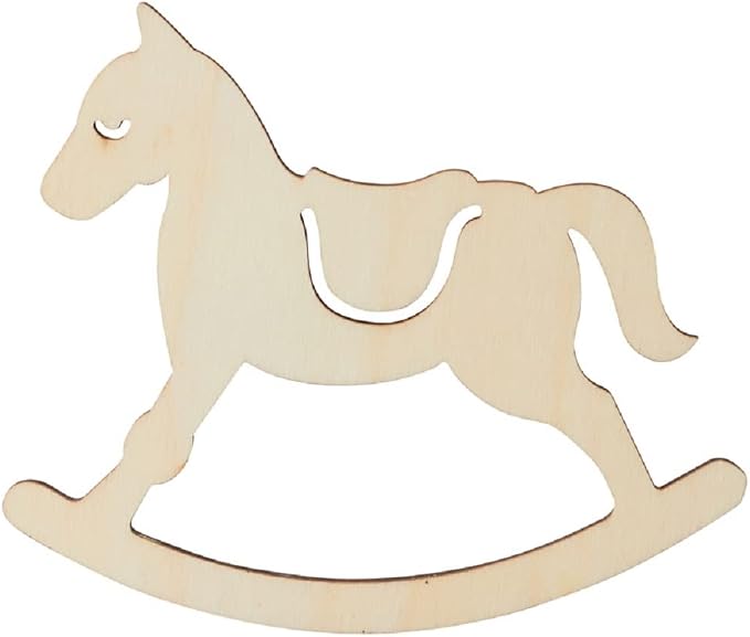 Group of 24 Unfinished Wooden Rocking Horse Cutouts for Christmas Ornaments, Shower Decorations or Gender Reveals - Image 3