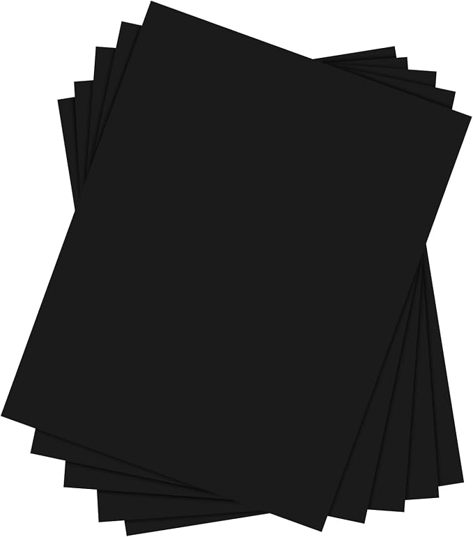 8.5 x 11 Chipboard Medium Weight 30Pt (Point) Cardboard Scrapbook Sheets | Great for Arts & Crafts, Scrapbooking, Packaging, Gift Tags, Photo Mats | Black Boards | 50 Sheets per Pack by FoldCard