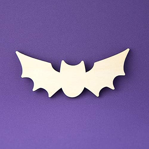 Pack of 12 Unfinished Wood Halloween Vampire Bat Cutouts - Wooden Fright Night Craft Shapes for DIY Projects and Decorations - Made in USA (5-1/4" x 2-1/4") - Image 4