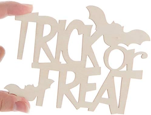 Pack of 36 Unfinished Wood Poison with Skull and Cross Bones and Trick or Treat with Bats Cutouts - Halloween Wooden Shapes for Fall Crafts and Autumn Decorations - Made in USA (Size: 3-3/4" H) - Image 7