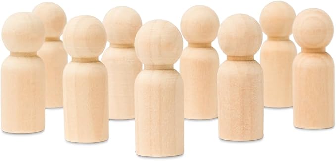 Wood Peg Dolls, 1-11/16 Inch Dad Shape Wooden Peg People, Pack of 25 Wooden Dolls for Play, Strong Birch Wood People Figures Unfinished by Woodpeckers