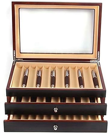 Ethedeal 3 Layer 34 Slots Display Box Wood Pen Display Case Fountain Pen Storage Box Gifts,Pen Display Case Storage, Fountain Pen Collector Organizer Box(34-Black) - Image 3