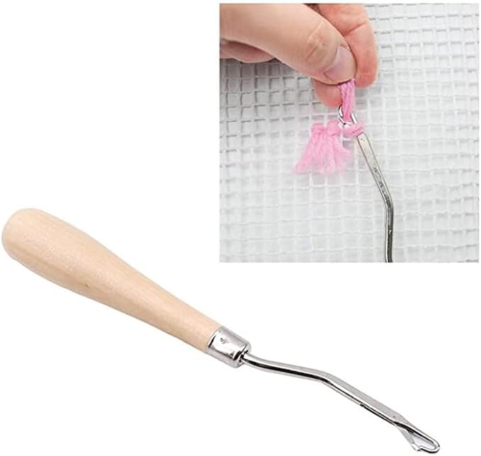 Yglnden 62x31inch(2pcs) Blank Rug Hooking Mesh Canvas Kit with Wooden Bent Latch Hook Tool for Latch Hook Pillow Tapestry Canvas DIY for Adults - Image 4