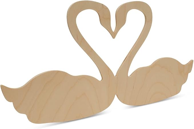 Wooden Swans Forming Heart Cutotut 18 inches x 9 inches, Pack of 3 Unfinished Romantic Wooden Signs for DIY Valentines Day Decorations and Crafts, by Woodepckers - Image 4