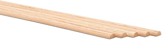 Split Oak Dowel Rods 1/2-inch x 48-inch, Pack of 5 Unfinished Fluted Molding Trim for DIY & Dowel Feature Wall, by Woodpeckers by Woodpeckers