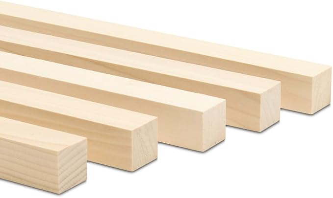 DIY Wooden Square Dowel Rod 1-inch x 48 Pack of 10 Hobby Wood Sticks for Crafts, Wood Trim & Architecture Model Making, by Woodpeckers by Woodpeckers