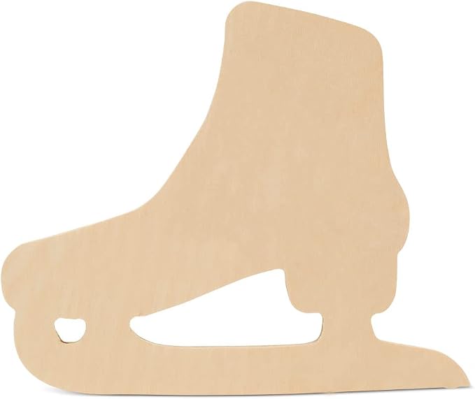 Wooden Ice Skate Cutout 12-inch x 10-inch, Pack of 3 Wood Pieces Unfinished, Wooden Crafts to Paint for DIY Art Display, by Woodpeckers by Woodpeckers
