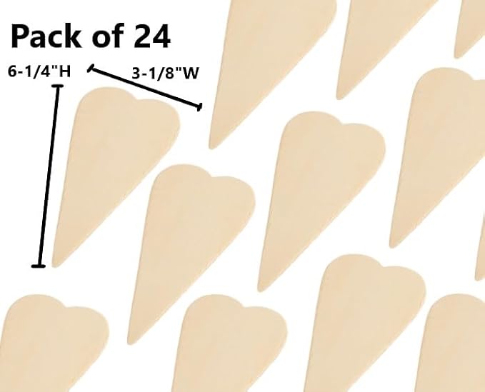 Pack of 24 Unfinished Wooden Heart Cutouts - Blank Wood Heart Shapes DIY Valentine's Day Sweetest Day Craft Projects Made in USA (Size: 6-1/4" H x 3-1/8" W) - Image 2