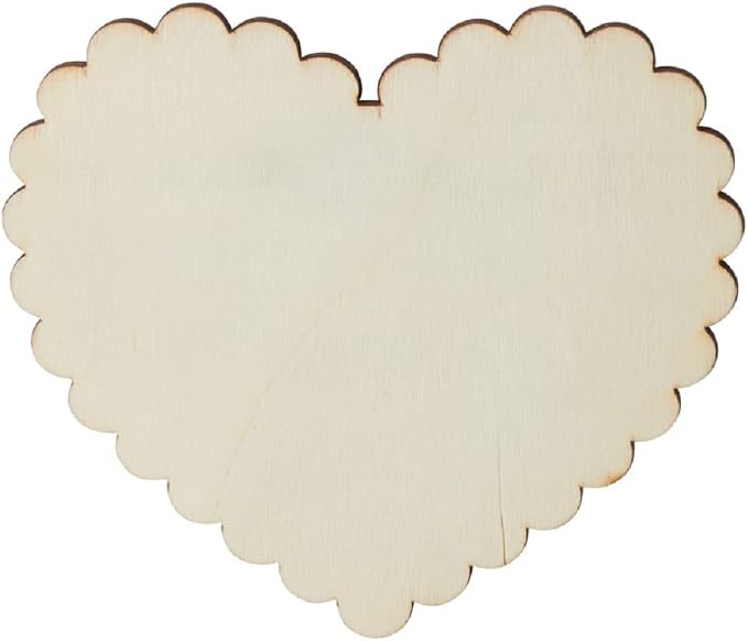 Pack of 24 Unfinished Wooden Scalloped Heart Cutouts - Blank Wood Heart Shapes DIY Valentine's Day Sweetest Day Craft Projects Made in USA (Size 4-1/4" H x 4-1/4" W) - Image 5