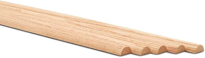 Split Oak Dowel Rods 3/4-inch x 48-inch, Pack of 10 Unfinished Fluted Molding Trim for DIY & Dowel Feature Wall, by Woodpeckers by Woodpeckers