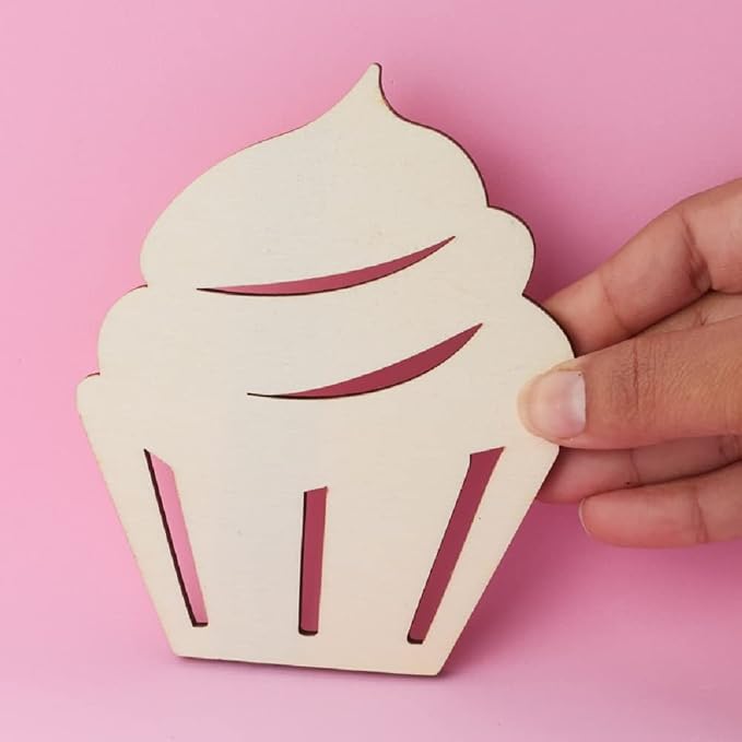 Pack of 24 Unfinished Wood Cupcake Cutouts by Factory Direct Craft - Blank Wooden DIY Muffin Treat Dessert Food Shapes for Crafts (5" x 4") - Image 3