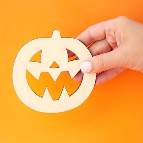 Pack of 12 Unfinished Wood Jack O' Lantern Cutouts - Halloween Pumpkin Wooden Shapes for Fall Crafts and Autumn Decorations - Made in USA (4-1/4" W x 4-1/2" H) - Image 2