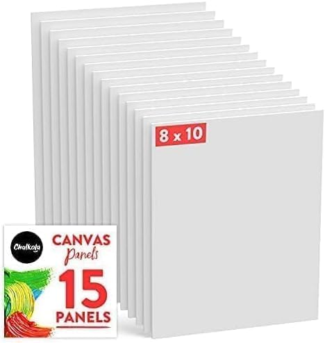 Chalkola 8x10 Canvas for Painting - 15 Small Blank Canvases for Painting | 100% Cotton, Primed, Acid-Free Panels - Flat 8 x 10 Canvas Board, Art Paint Supplies for Acrylic, Oil, Watercolor Painting by Chalkola