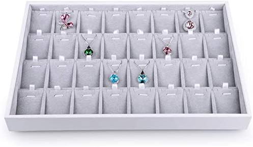 Velvet Jewelry Display Tray 32-grids Necklace Organizer Tray Pendant Necklace Jewelry Earrings Storage Display Tray by Woodten