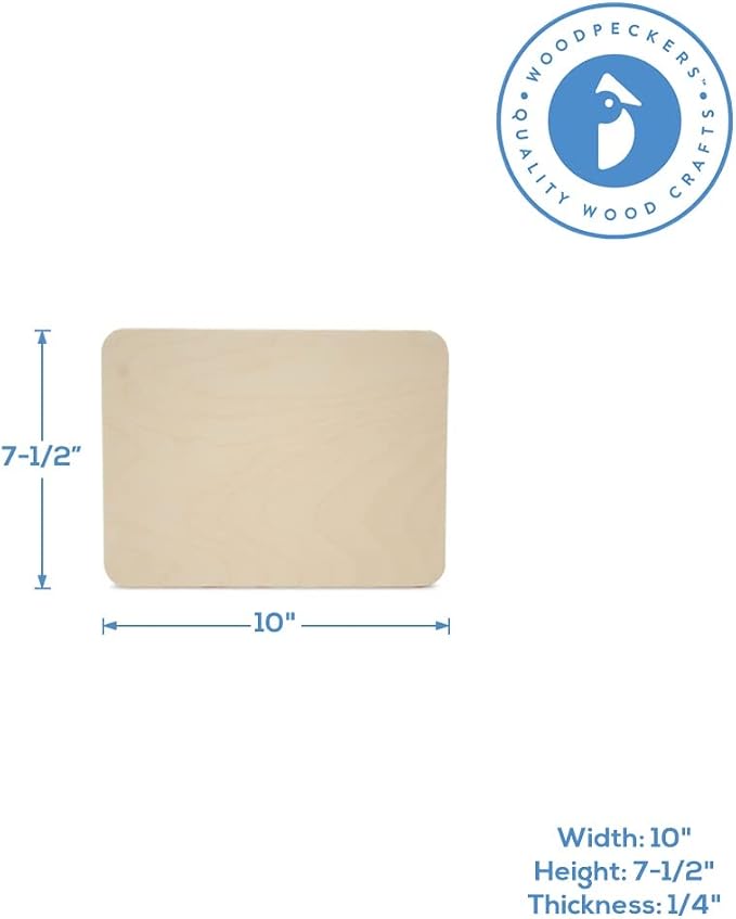 Wood Rectangle Plaque 10-inch x 7-1/2 inch, 1/4-inch Thick, Pack of 2 Rounded Edged Cutouts, Blank Wood Signs for Crafts, by Woodpeckers - Image 6