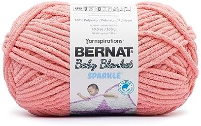 Bernat Baby Blanket Sparkle Rose Glow Yarn - 1 Pack of 10.5oz/300g - Polyester - #6 Super Bulky - 220 Yards - Knitting & Crochet by Bernat