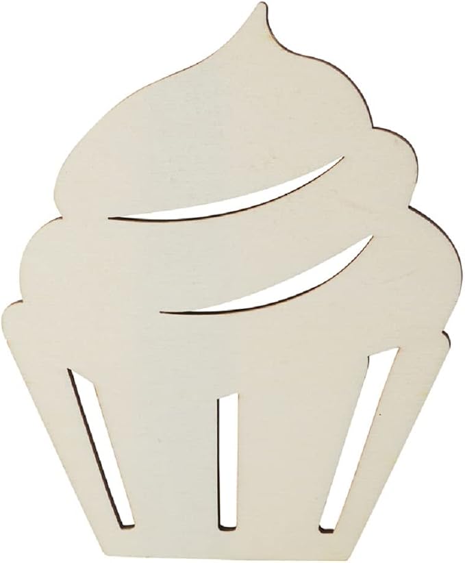 Pack of 24 Unfinished Wood Cupcake Cutouts by Factory Direct Craft - Blank Wooden DIY Muffin Treat Dessert Food Shapes for Crafts (5" x 4") - Image 5