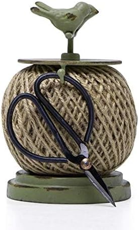 SOFFEE DESIGN Vintage Jute Twine Spool with Scissors Holder Set for Garden Farmhouse Kitchen Antique Twine and Scissors Set Green Birds - Image 9