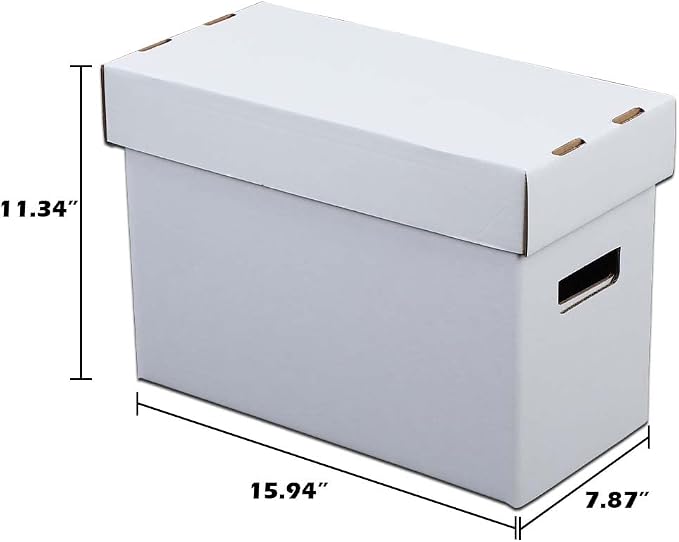 CROSSDESIGN Comic Book Storage Boxes 3 Pack, Corrugated Cardboard Moving | Organizer with Handles & Collapsible Lids, Holds 150-175 Comics, 15.8" x 11.42" x 8" - Image 2