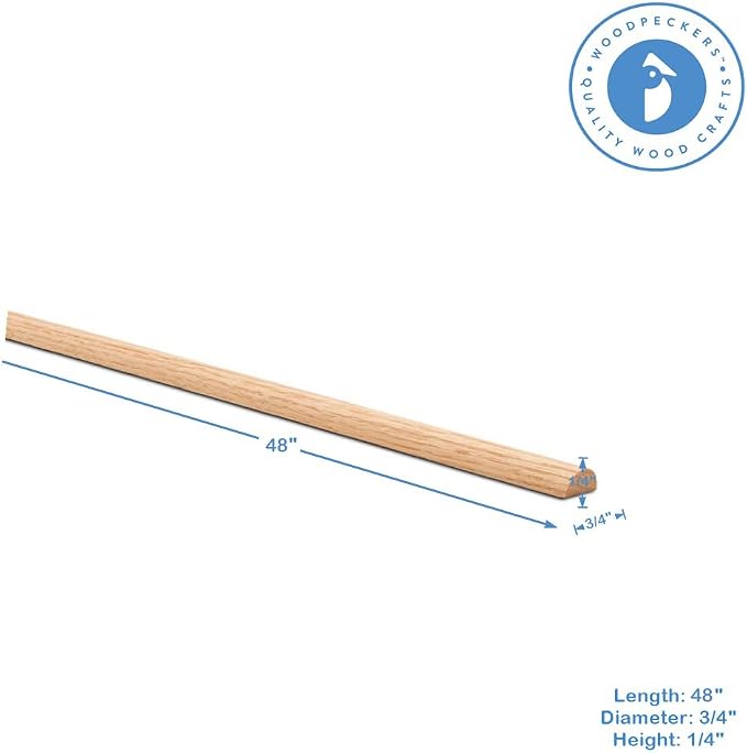 Split Oak Dowel Rods 3/4-inch x 48-inch, Pack of 10 Unfinished Fluted Molding Trim for DIY & Dowel Feature Wall, by Woodpeckers - Image 4