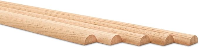 Split Oak Dowel Rods 1-inch x 48-inch, Pack of 5 Unfinished Fluted Molding Trim for DIY & Dowel Feature Wall, by Woodpeckers by Woodpeckers