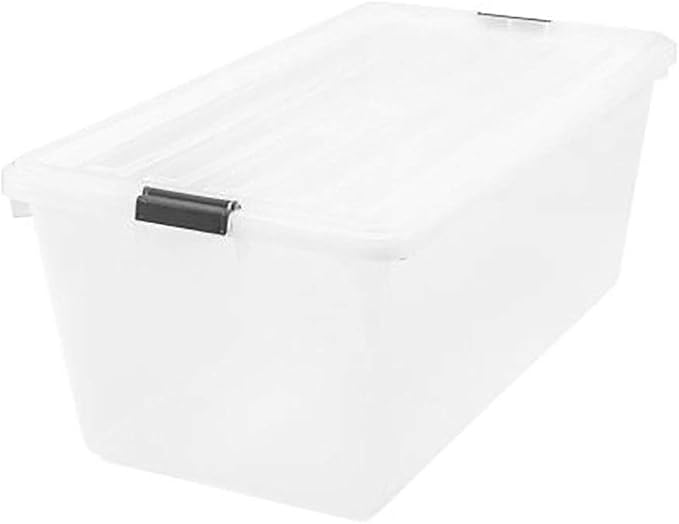 IRIS USA 91 Qt Stackable Storage Bins with Lids, Clear | Clear design makes contents easy to identify while organizing closets, bedrooms and storage rooms, Stackable and nestable by IRISUSA