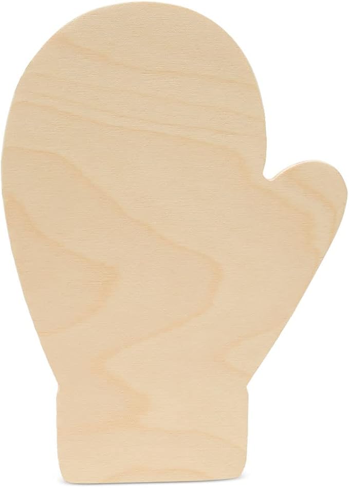 Mitten Cutouts 8-inch, Pack of 5 Unfinished Wood Crafts Blank, Small Wooden Shapes for Crafts & Party Decor, by Woodpeckers by Woodpeckers