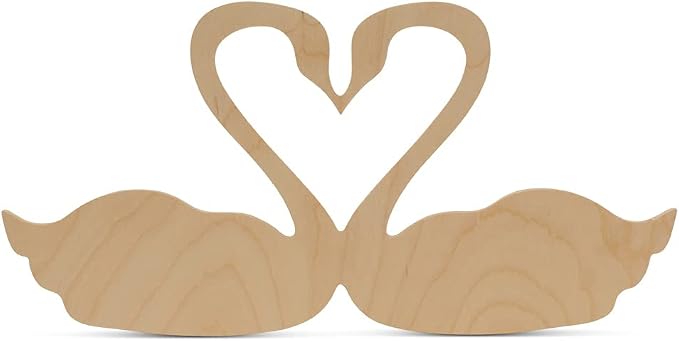 Wooden Swans Forming Heart Cutotut 18 inches x 9 inches, Pack of 3 Unfinished Romantic Wooden Signs for DIY Valentines Day Decorations and Crafts, by Woodepckers by Woodpeckers