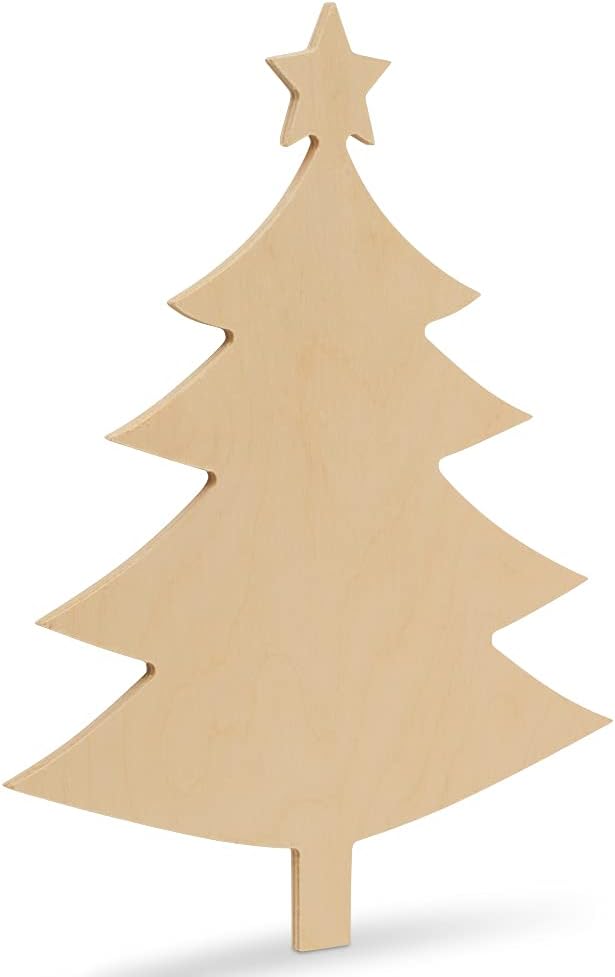 Christmas Tree Cutout with Star, 6 Inch, Pack of 12, Use as Wooden Christmas Ornaments or Door Hanger, Perfect Wooden Cutouts for Crafts, by Woodpeckers - Image 4