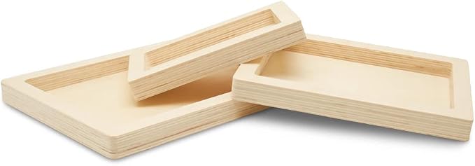 Small Rectangle Cradled Canvases, 5 Sets of 3 Blank Wood Signs, Unfinished Wood Trays for Crafts, and Resin Art, by Woodpeckers by Woodpeckers