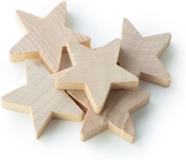 50 Pcs, Wooden Stars Shapes 3/4" Tall X 3/4" Wide X 3/16" Thick - Image 3