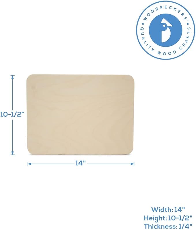 Rectangle Plaques 14 x 10-1/2-inch, 1/4 Thick, Pack of 1 Sign Plaque Blank, Rounded Edges, Large Wooden Sign for Crafts, by Woodpeckers - Image 6