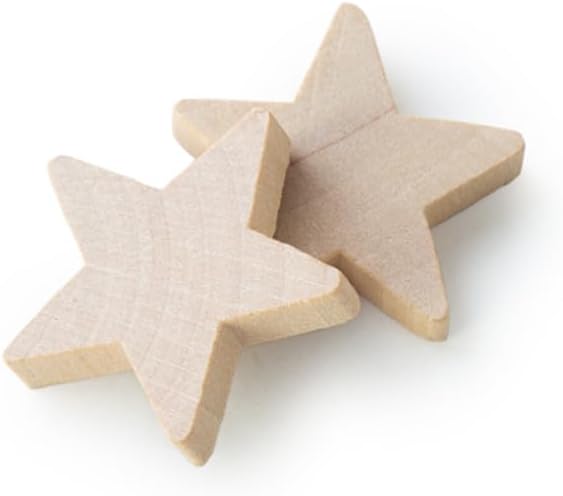 50 Pcs, Wooden Stars Shapes 3/4" Tall X 3/4" Wide X 3/16" Thick - Image 2