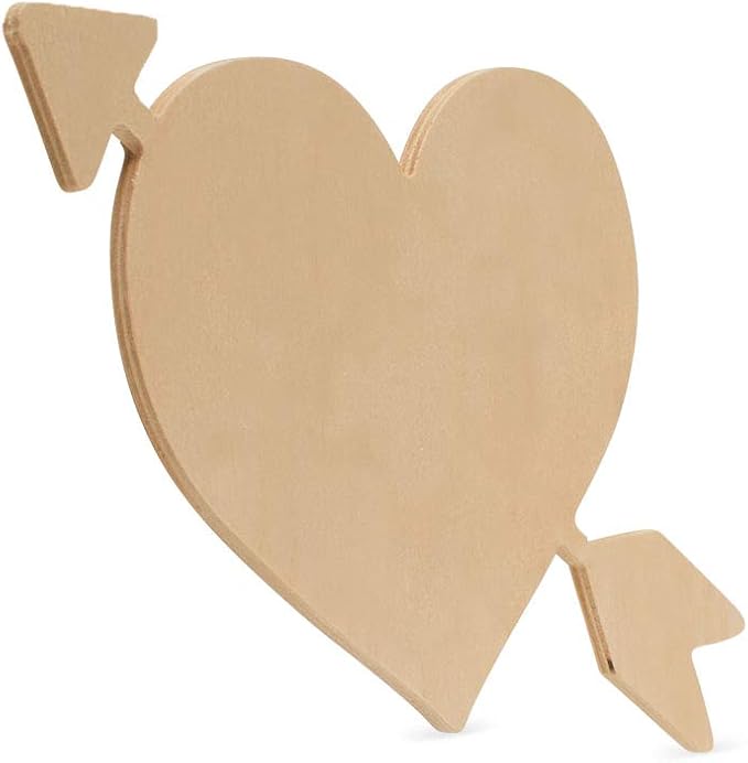 Wooden Cupid Heart Cutout Unfinished 12 inches, Pack of 6 Wooden Heart Sign for DIY Valentines Day Door Décor, Wooden Romantic Love Décor, Personalized Gifts, and Crafts, by Woodpeckers - Image 4
