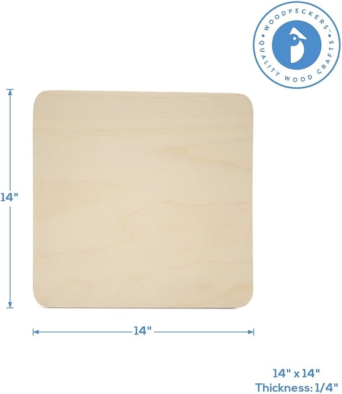 Large Square Plaques 14 x 14-inch, 1/4 Thick, Pack of 10 Wood Square Blanks Round Corner, Blank Wood Plaque for Signs, by Woodpeckers - Image 5