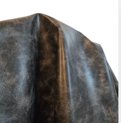 Black Vintage Distressed Soft Faux Leather Fabric PU Peta Approved Vegan Leather by the Yard Synthetic Pleather 0.9 mm 2 Yards (72 x 54 inch) Smooth Upholstery (Black Vintage, 2 Yards (72"x54") - Image 6