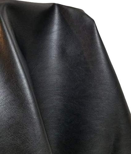 NAT Leathers | Black Soft Faux Leather Upholstery Fabric (Peta Approved Vegan) | 10 Yards (360 x 54 inch) by The Yard | Fabric Pleather 0.9mm Solid Smooth Nappa Upholstery by NATLeathers