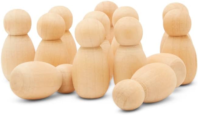 Wood Peg Dolls, 1-1/8 Inch Round Baby Shape Peg People, Pack of 100 Wooden Dolls, Strong Birch Wood People Figures, Peg Dolls Unfinished, Wooden Pegs for Crafts by Woodpeckers