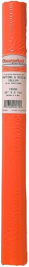 Clearprint 24" x 5 Yards 1000H Design Vellum Roll, 16 lb., 100% Cotton, 1 Each by Clearprint