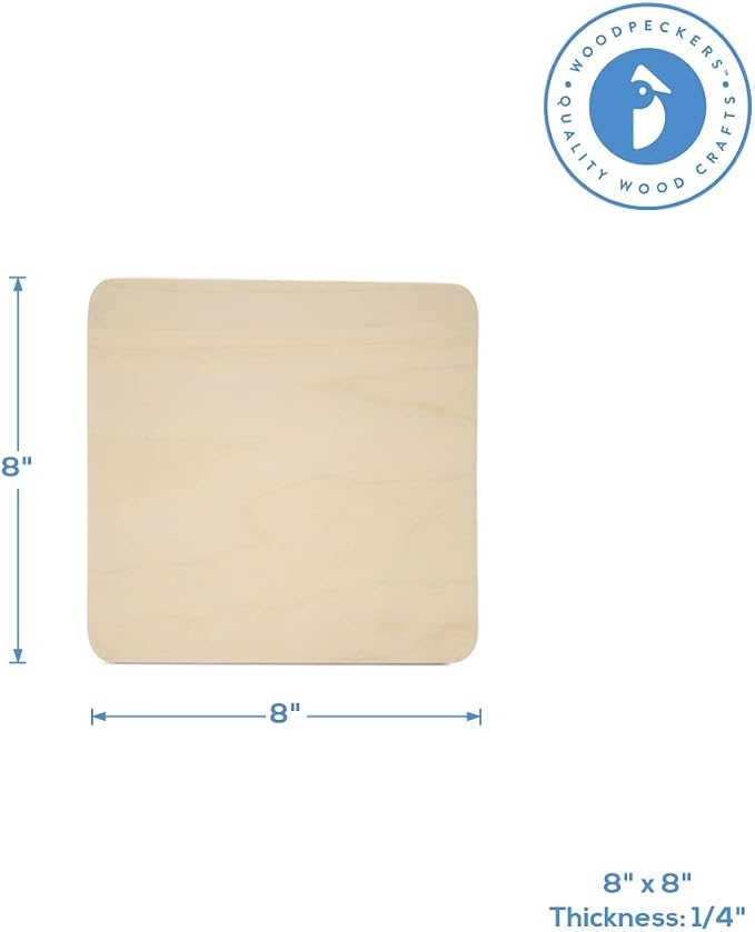 Square Plaques 8-inch x 8-inch, 1/4 Thick, Pack of 2 Round Edged, Wood Plaque Small Wooden Signs for Crafts/Decor, by Woodpeckers - Image 5